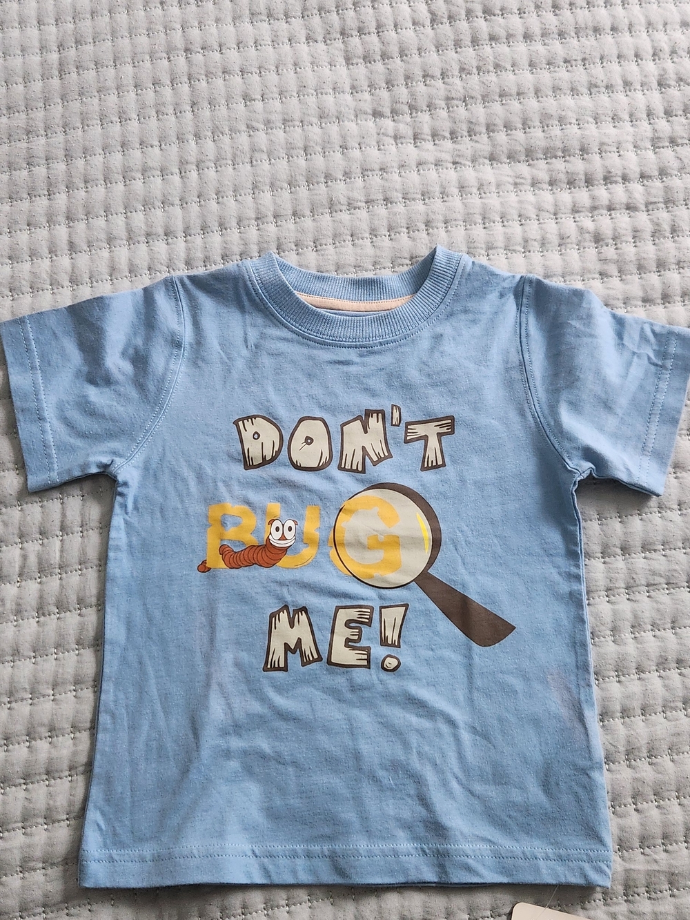 Kids Light Blue Graphic 'Don't Bug Me' Short Sleeve Tee